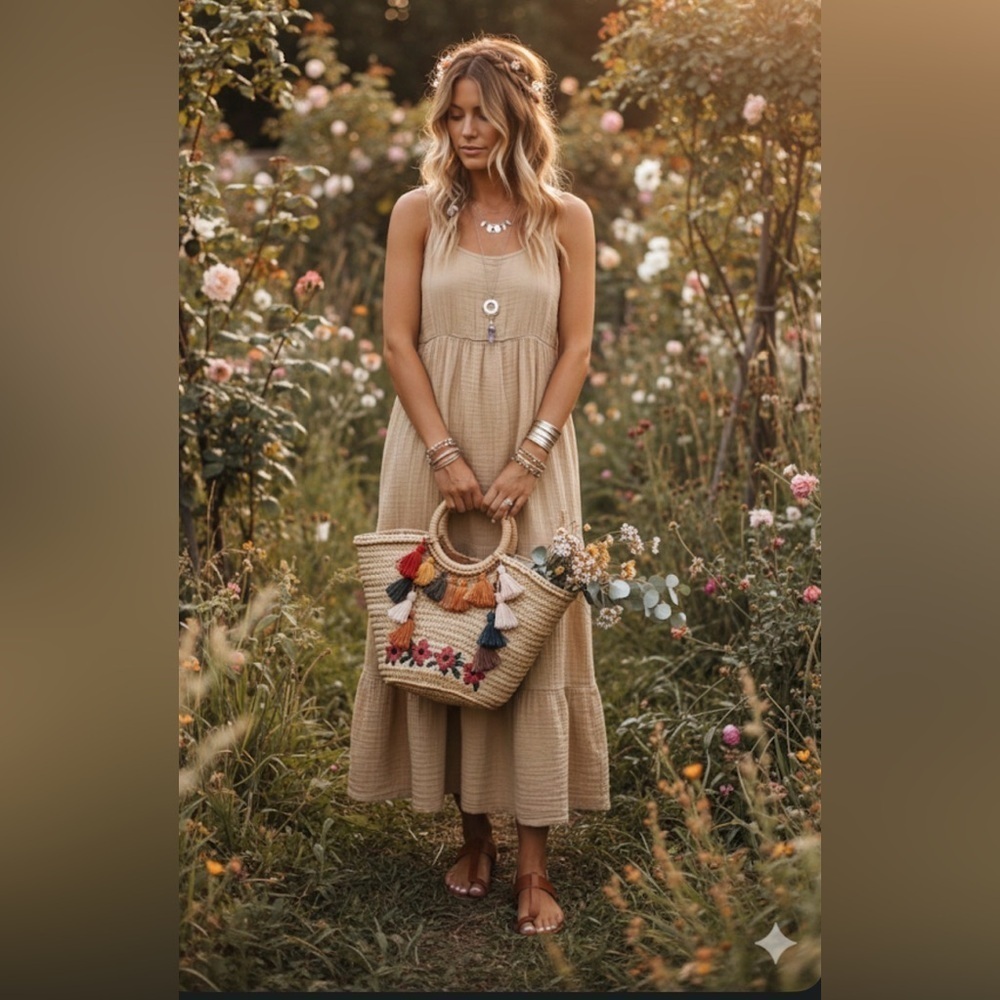 Salty lemon cotton maxi dress size M/L  fits